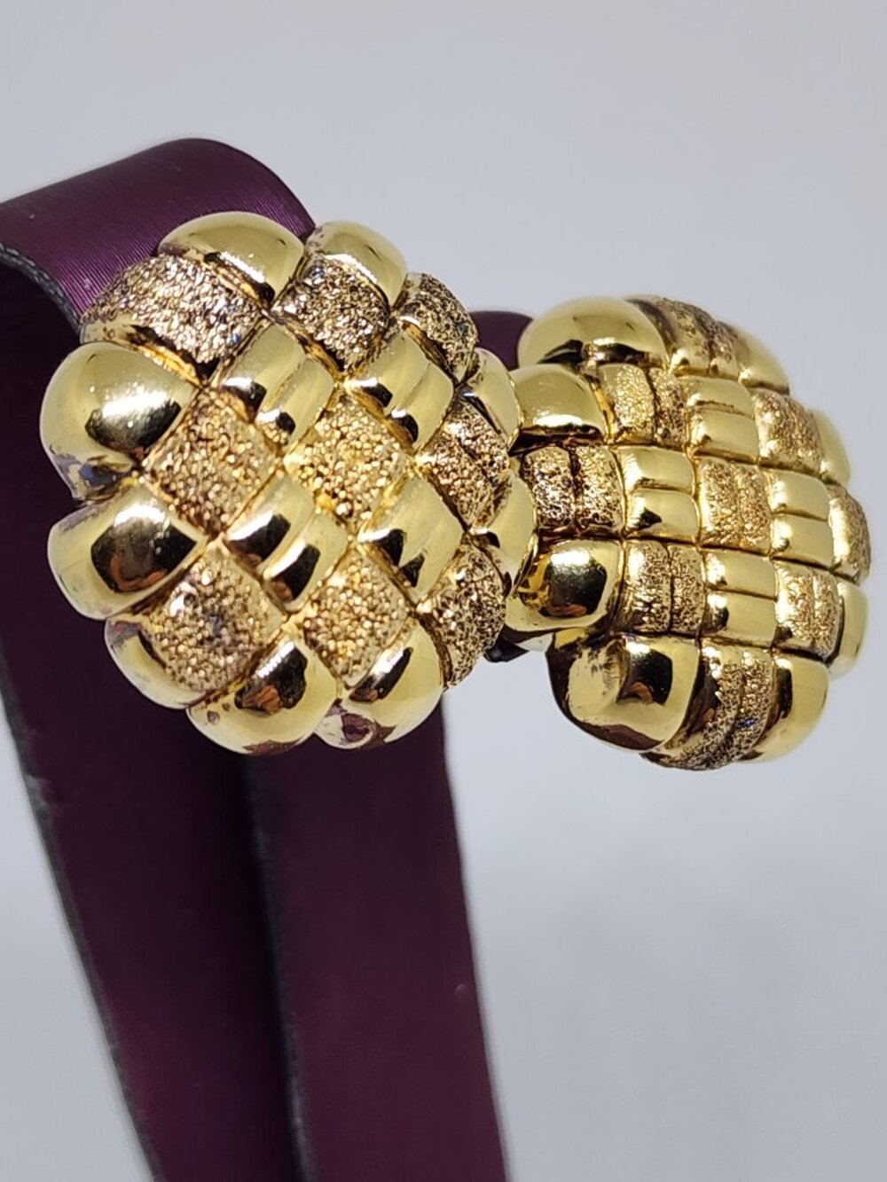 Italian Vermiel Polished and Brushed Woven Sterling Silver Omega Back Earrings - Picture 3 of 15